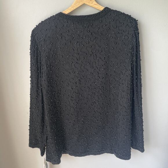 NWT Cote d Azur Evening Formal Silk Beaded Long Sleeve Formal Women’s Size Large - Picture 4 of 11